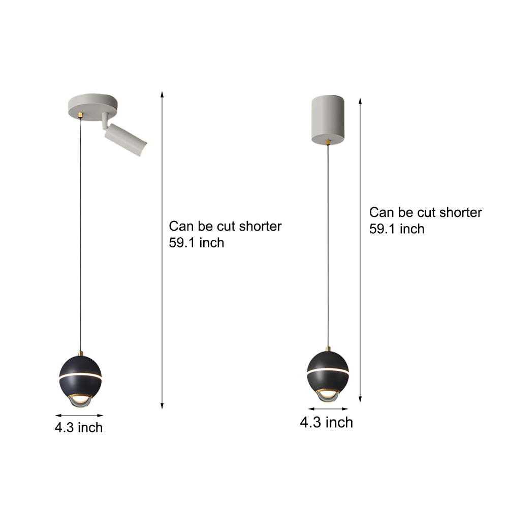 Small Metal Ball Modern Pendant with Spotlights