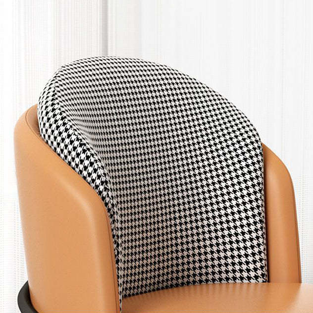 Nordic Leather Fabric Iron Wraparound Dining Chair — Orange Backrest & Gray Seat - Leather