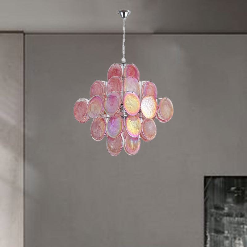 French Flower Iron Glass Chandelier