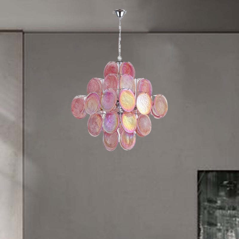 French Flower Iron Glass Chandelier
