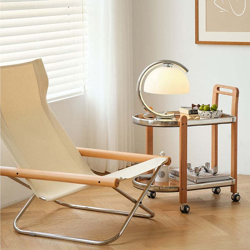 Minimalist Wood Glass Swivel Trolley End Table
