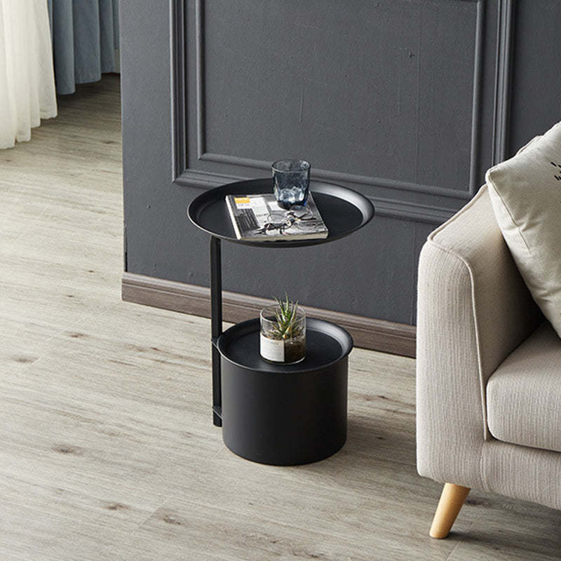 Minimalist Round Iron Rock Slab Side Table