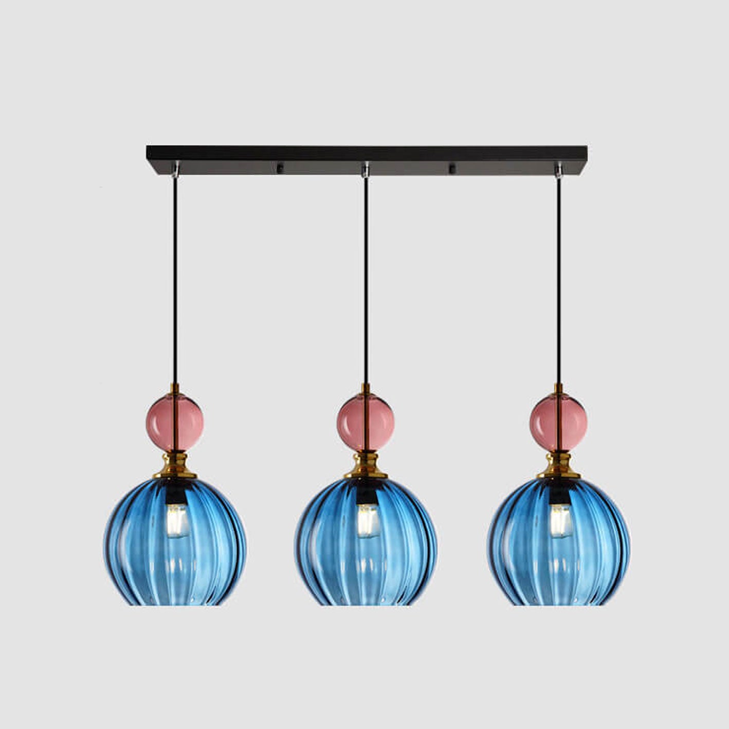Danish Striped Glass Round Chandelier