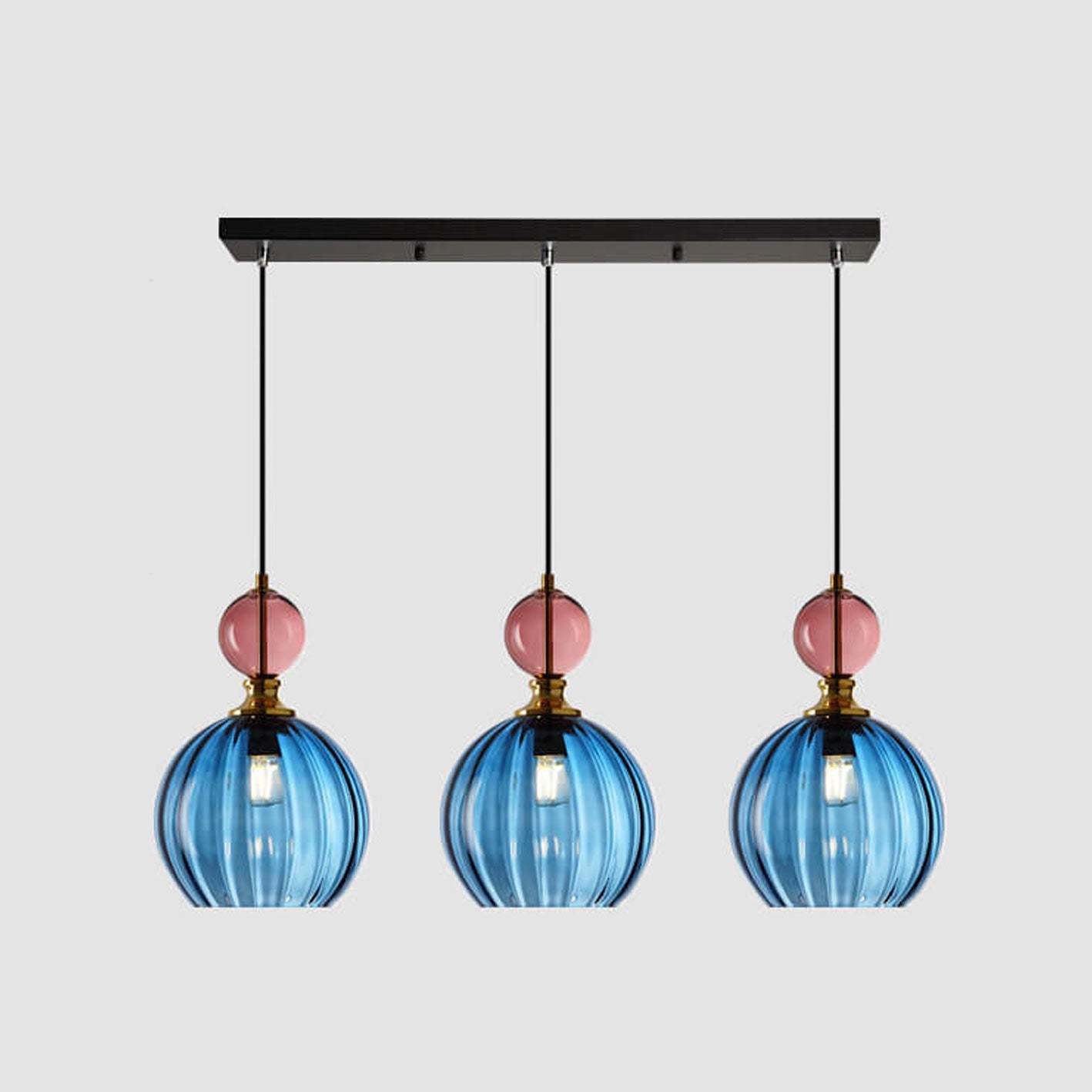 Danish Striped Glass Round Chandelier