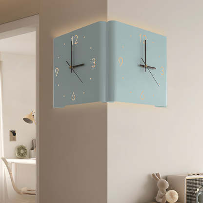 Square Metal Silent Backlit LED Corner Wall Clock Modern Wall Decor-Lighom