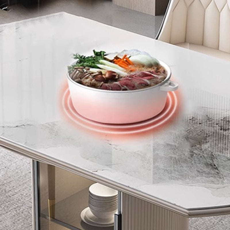 Nordic Elliptical Slab Wood Glass Dining Table