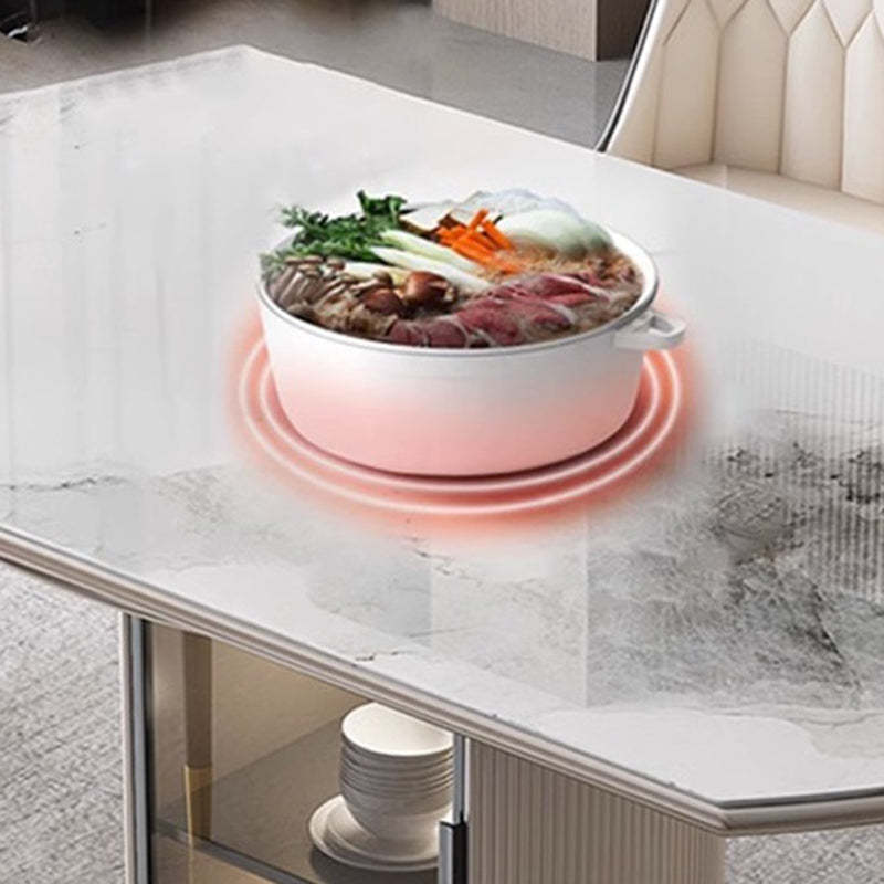 Nordic Elliptical Slab Wood Glass Dining Table