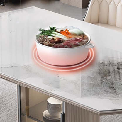 Nordic Elliptical Slab Wood Glass Dining Table