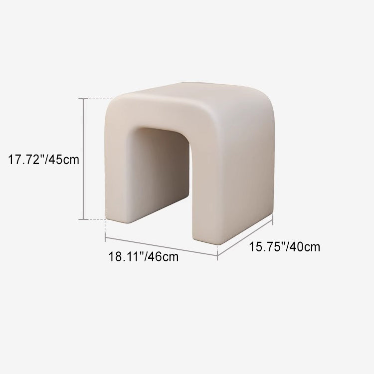 Minimalist Arched PU Leather Wood Vanity Stool — Blue