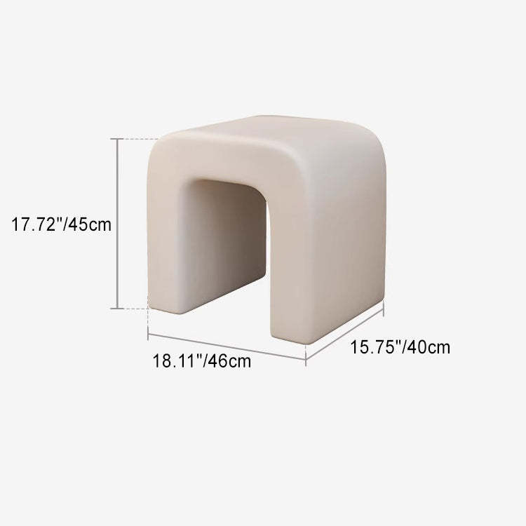 Minimalist Arched PU Leather Wood Vanity Stool — Blue