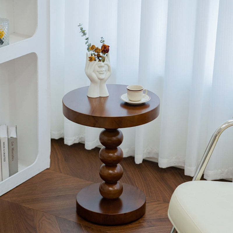 Vintage Round Beaded Wooden Coffee Table