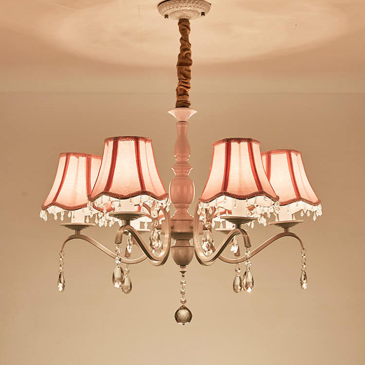 Modern Cone Iron Crystal Fabric Chandelier