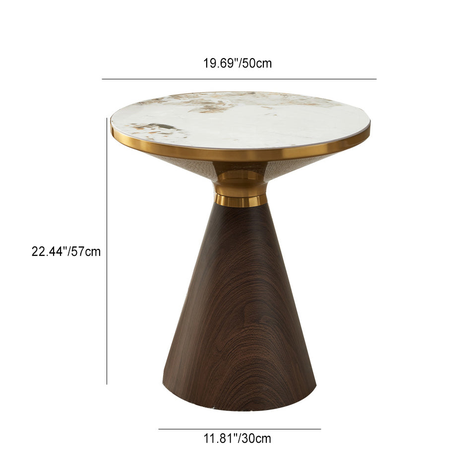 Modern Cone Rock Slab Steel Side Table