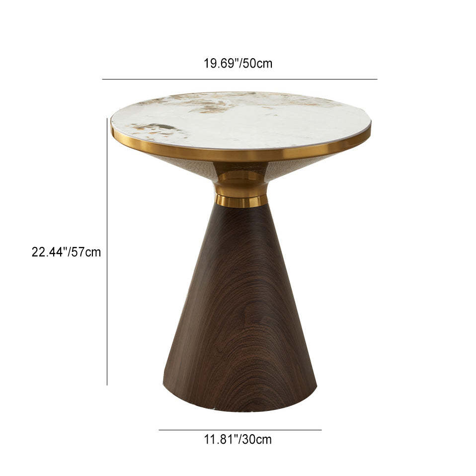 Modern Cone Rock Slab Steel Side Table