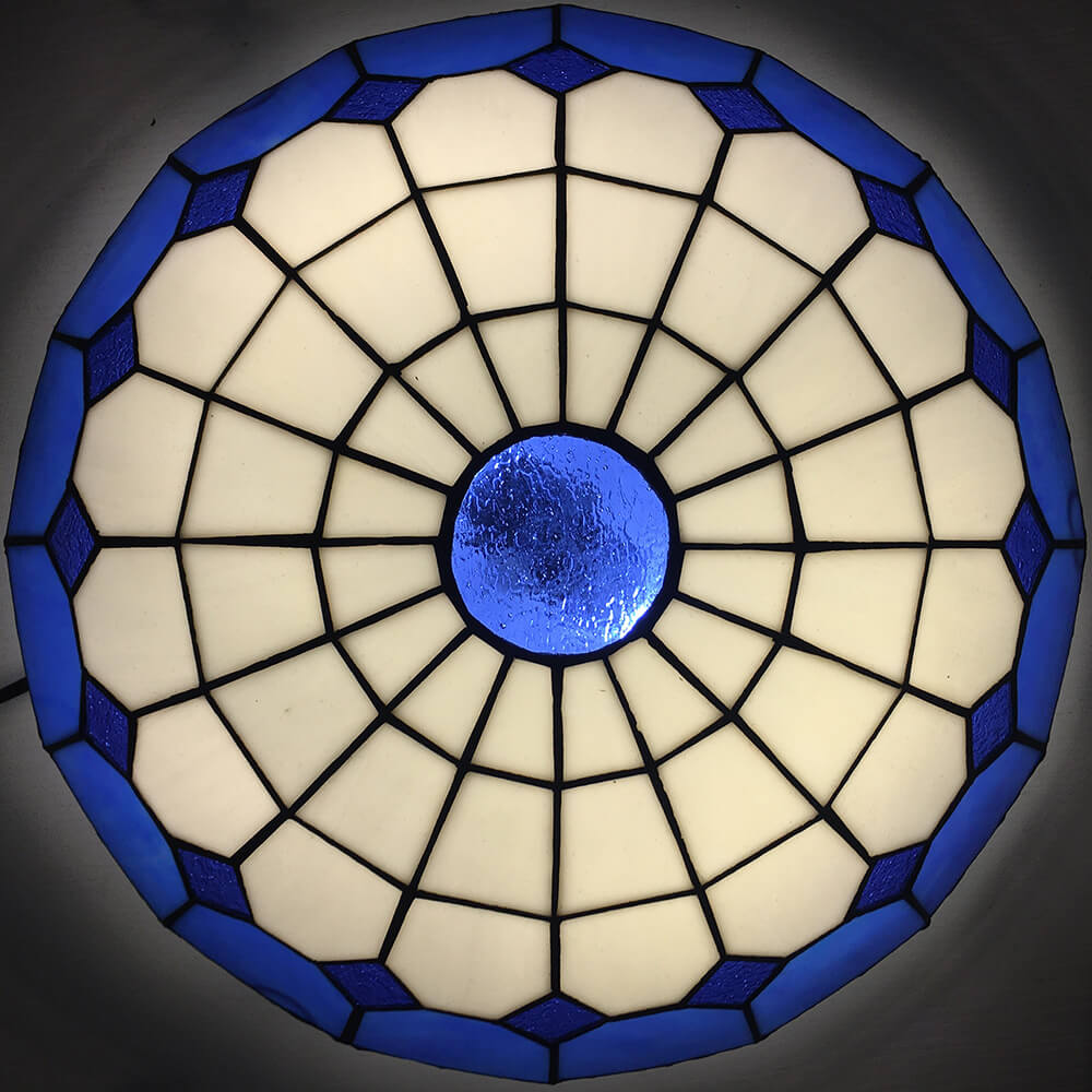 Traditional Tiffany Shell Bead Stained Glass Flush Light — H / 110V-120V For US/CA