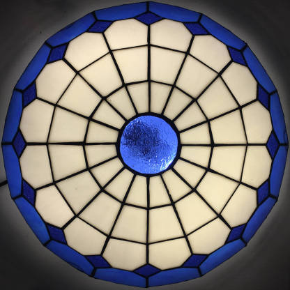 Traditional Tiffany Shell Bead Stained Glass Flush Light — H / 110V-120V For US/CA