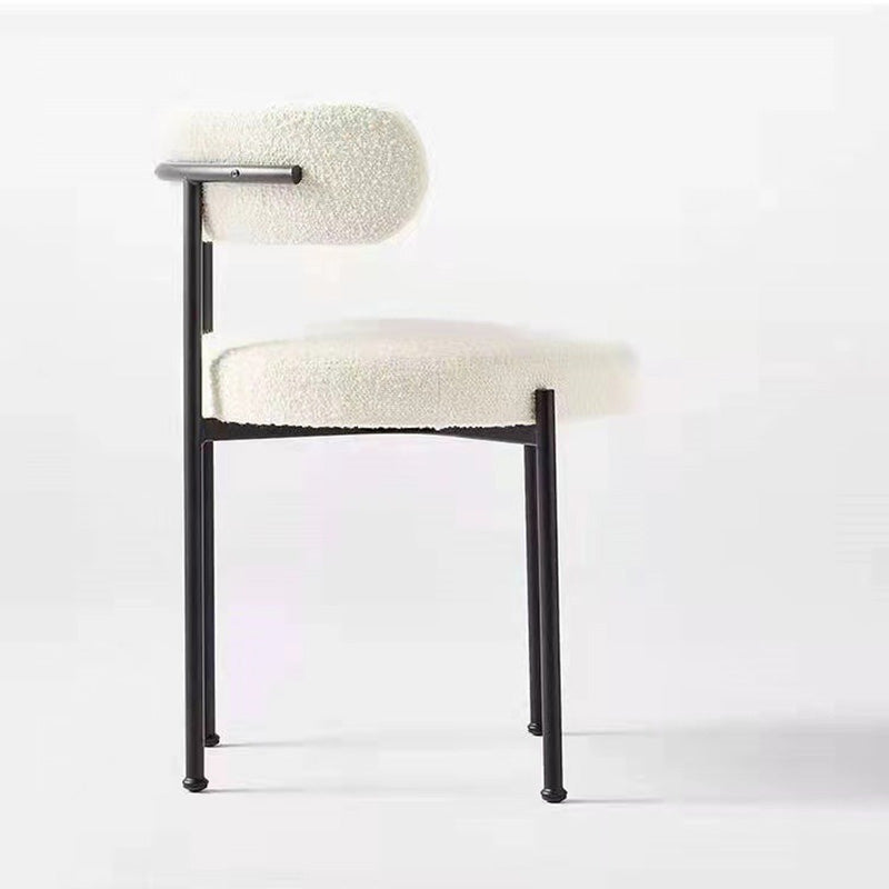 Minimalist Round Velvet Tubular-Leg Dining Chair