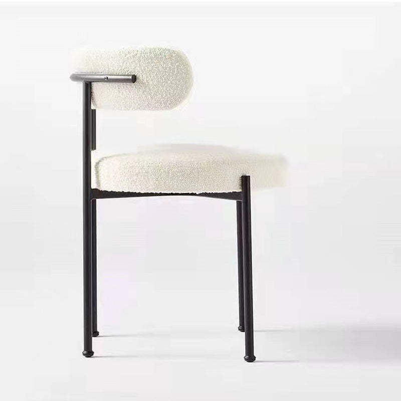 Minimalist Round Velvet Tubular-Leg Dining Chair
