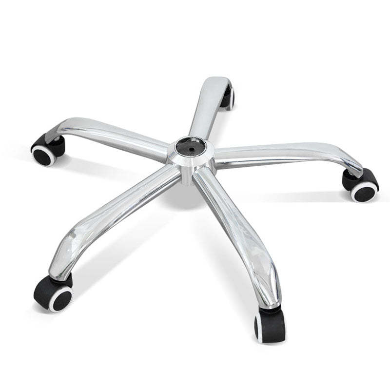 Minimalist PU Leather Steel Desk Chair — With Footrest / Black