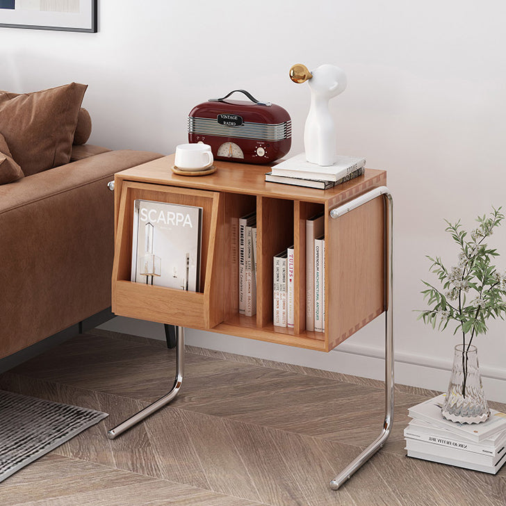 Nordic end 2-tier wood steel wood leather end & side tables