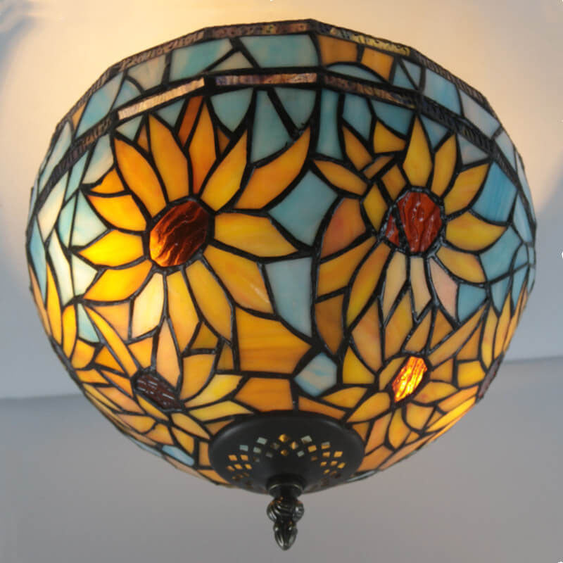 European Vintage Tiffany 2-Light Flush Mount