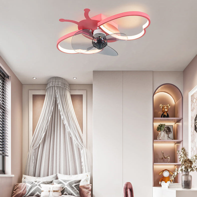 Nordic Silicone Butterfly LED Flush Mount Ceiling Fan Light