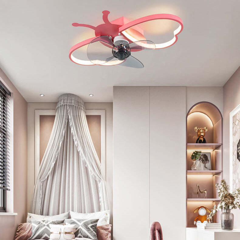 Nordic Silicone Butterfly LED Flush Mount Ceiling Fan Light