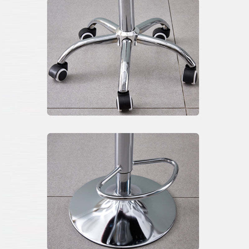 Minimalist Leather Metal Bar Stool With Backrest Adjustable