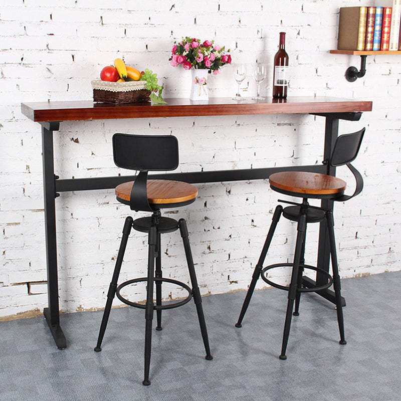 Vintage Round Wood Iron Bar Stool