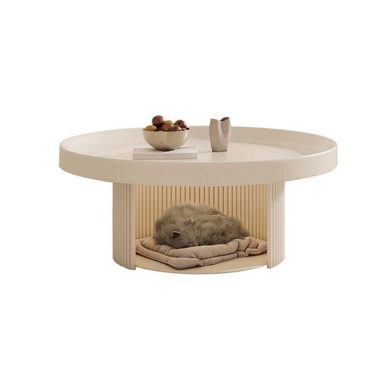 Minimalist Round Rock Slab Steel Coffee Table