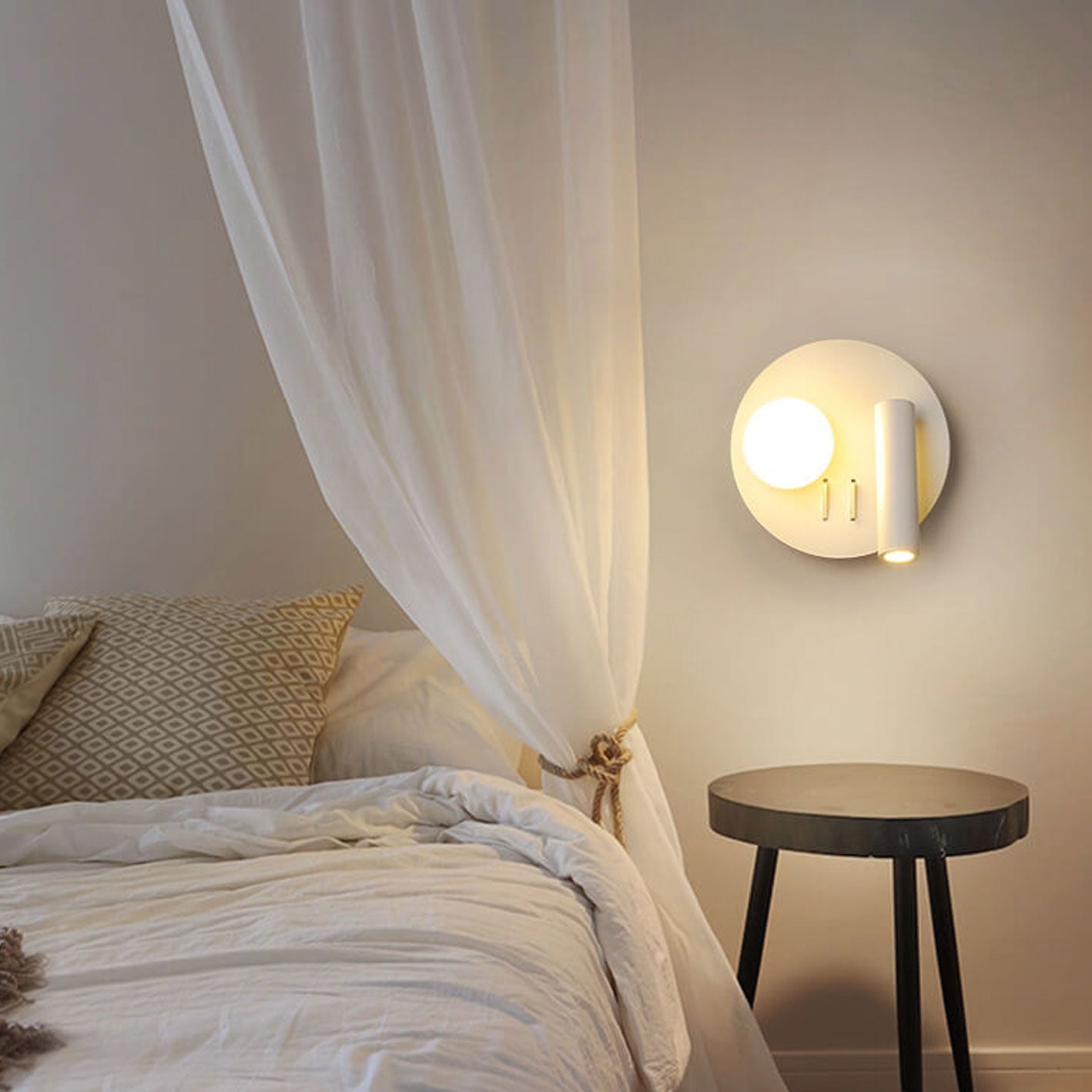 Nordic Round Square Acrylic Iron LED Reading Wall Sconce