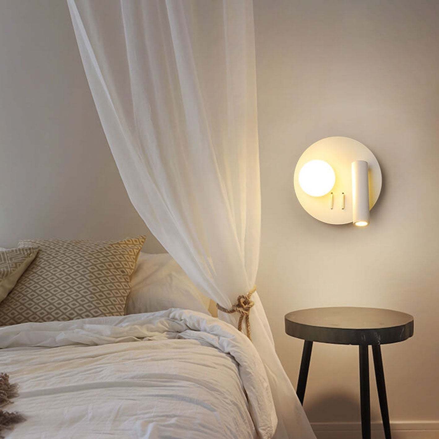 Nordic Round Square Acrylic Iron LED Reading Wall Sconce