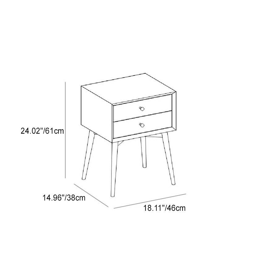 Nordic Wood 2-Drawer Side Table — Walnut
