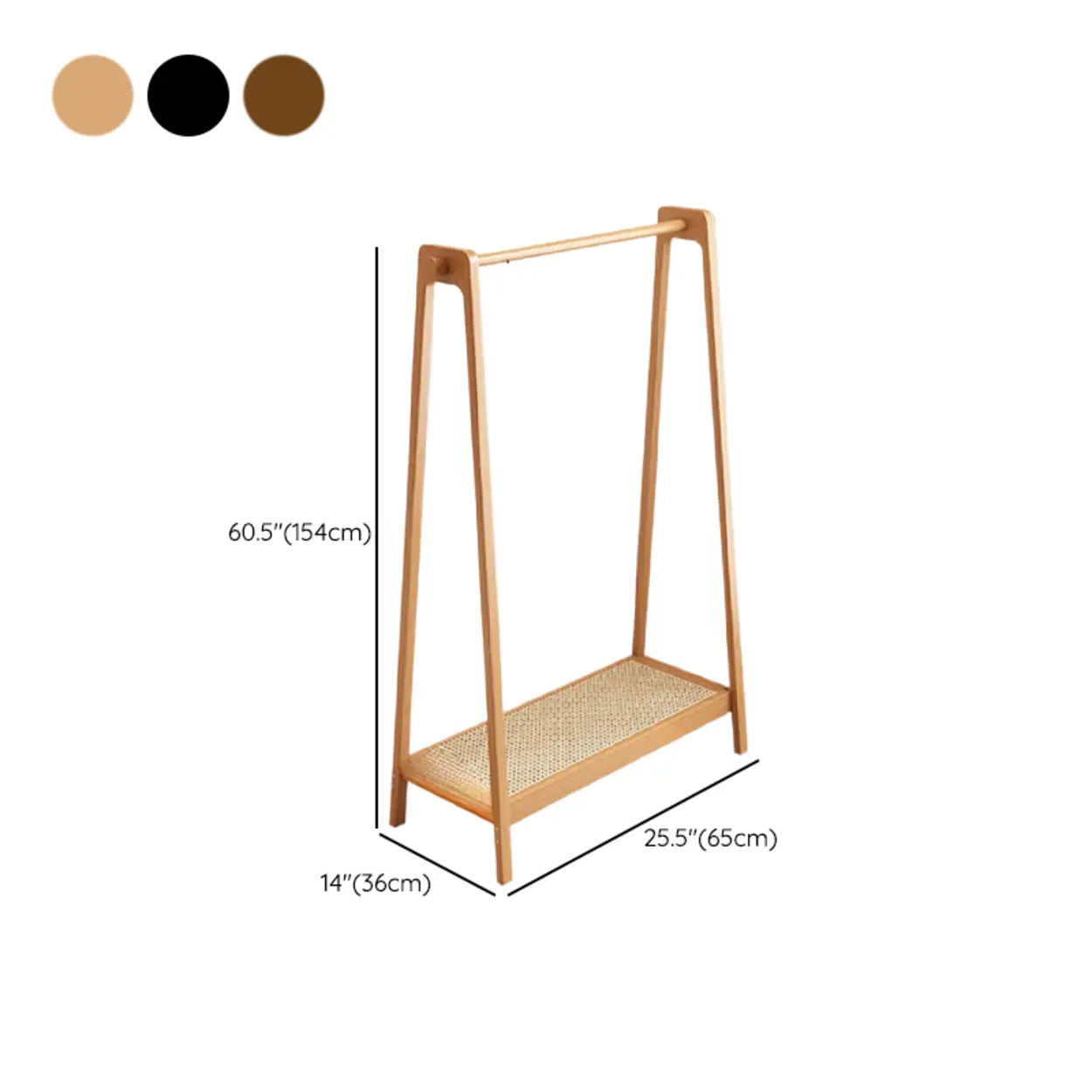 A-Frame Bamboo Coat Rack with Shelves — Black / 2