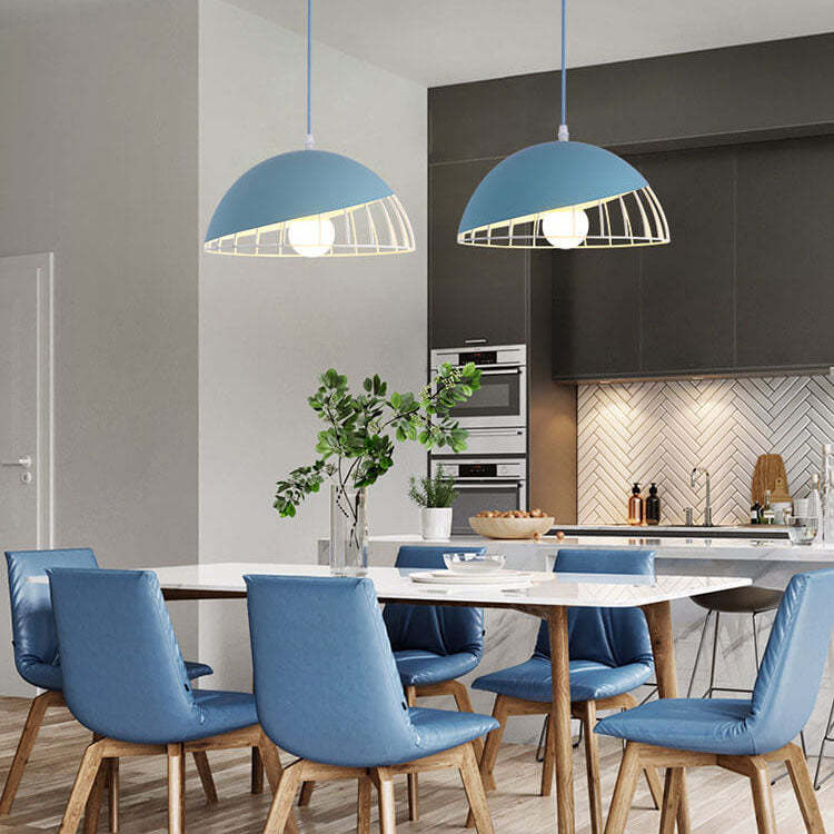 Nordic Macaron Aluminum Wire Dome Cage Pendant Light