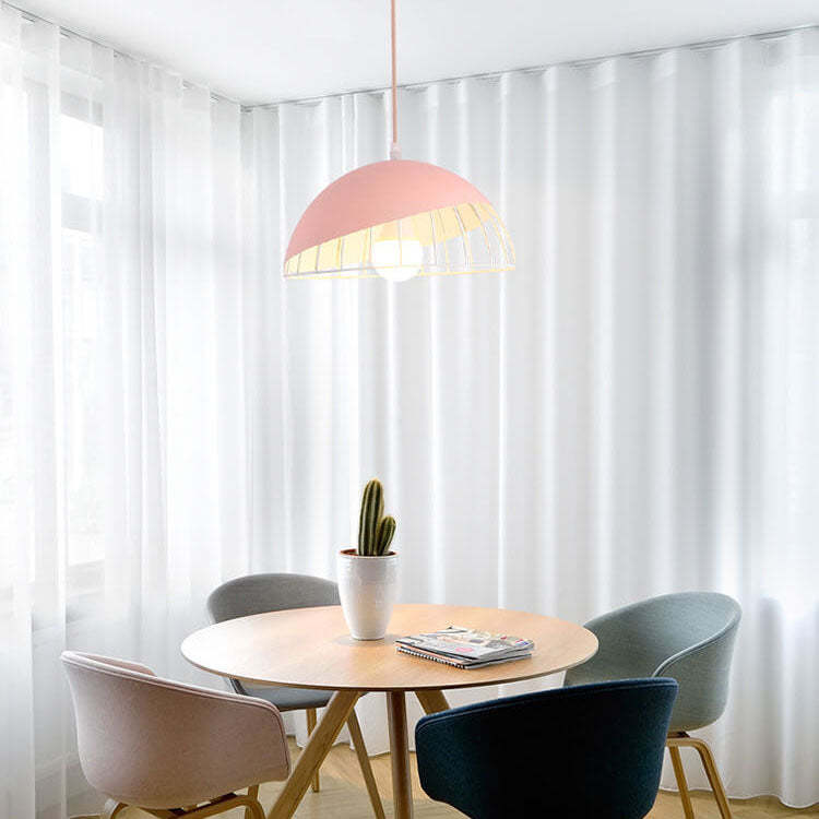 Nordic Macaron Aluminum Wire Dome Cage Pendant Light