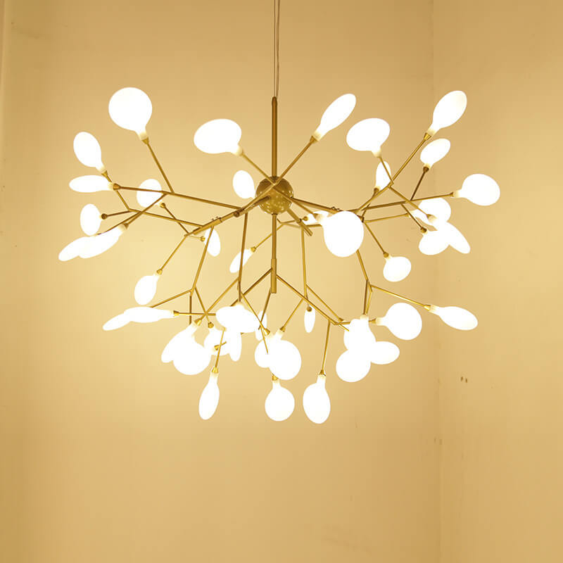 Gold modern firefly branch chandeliers — Warm White (3000K) / Matte Black / 36-Light