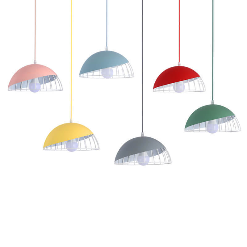 Nordic Macaron Aluminum Wire Dome Cage Pendant Light