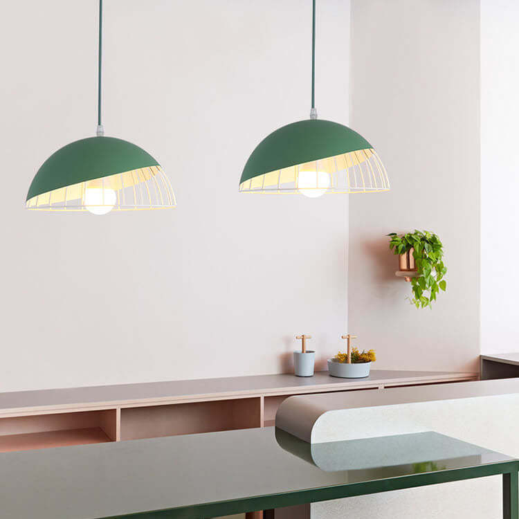 Nordic Macaron Aluminum Wire Dome Cage Pendant Light