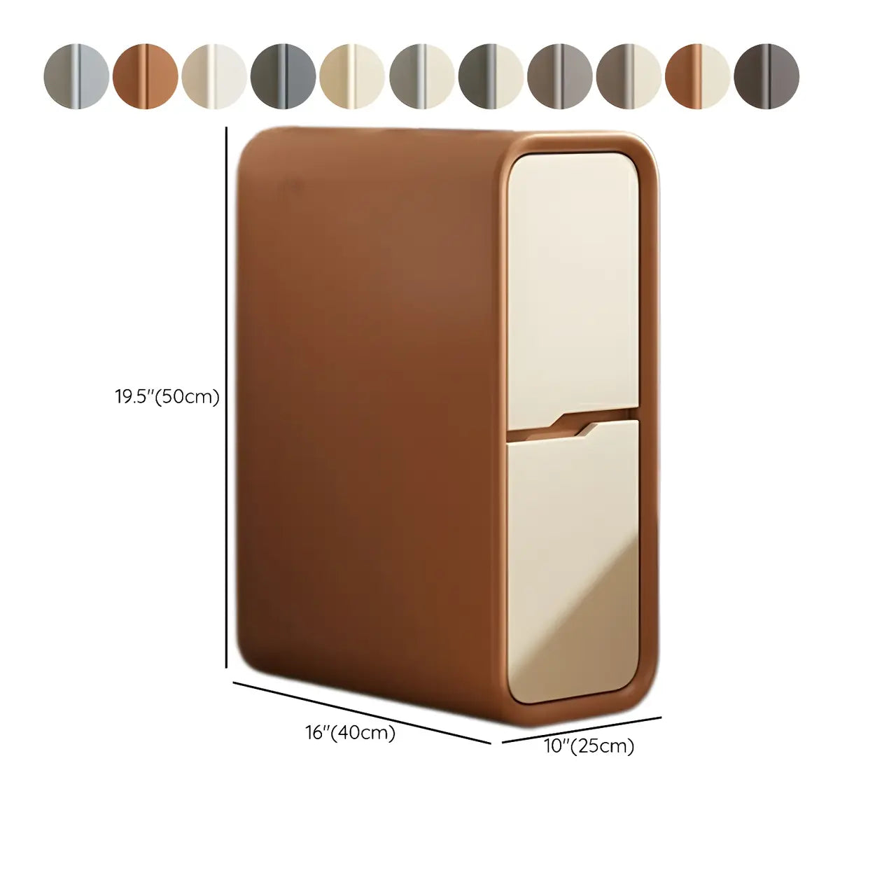 Cream Rounded Wood Faux Leather Multifunctional Nightstand — Off-White / 1 Piece