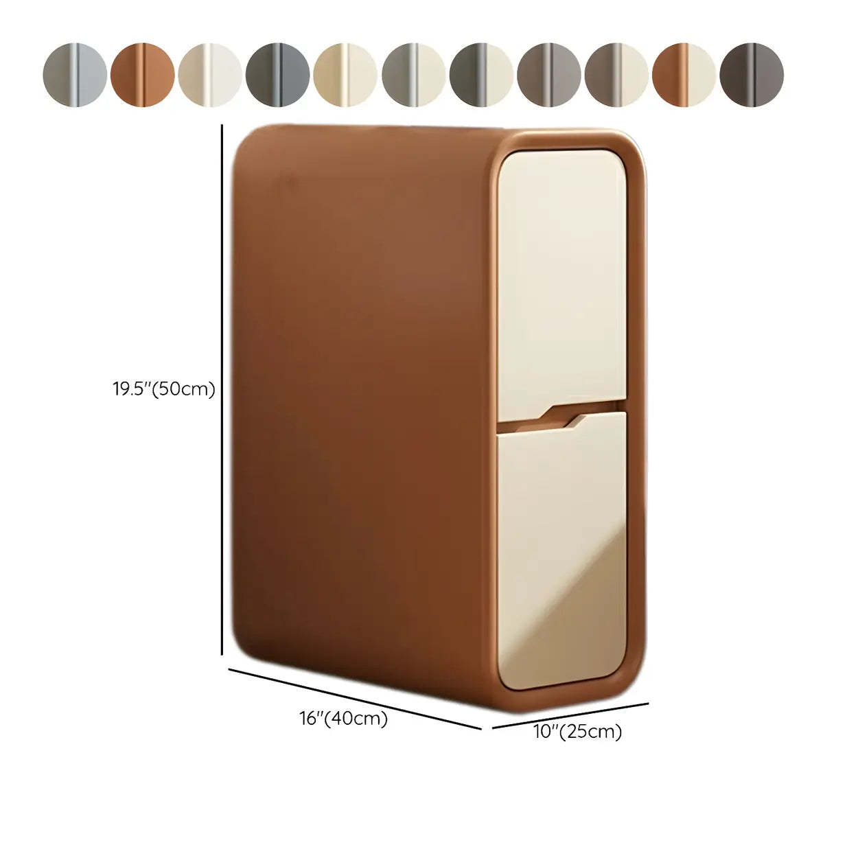 Cream Rounded Wood Faux Leather Multifunctional Nightstand — Off-White / 1 Piece