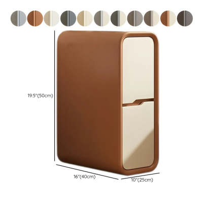 Cream Rounded Wood Faux Leather Multifunctional Nightstand — Off-White / 1 Piece
