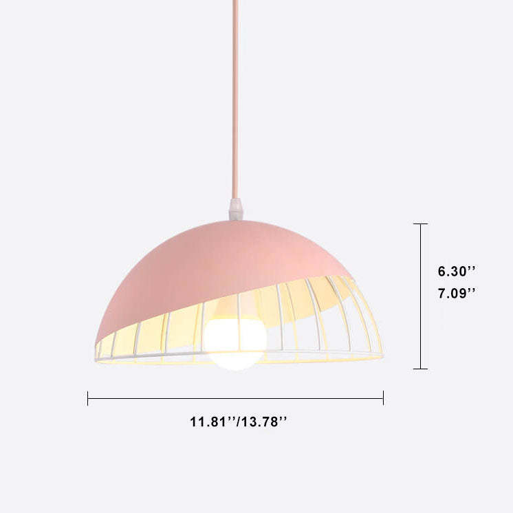 Nordic Macaron Aluminum Wire Dome Cage Pendant Light