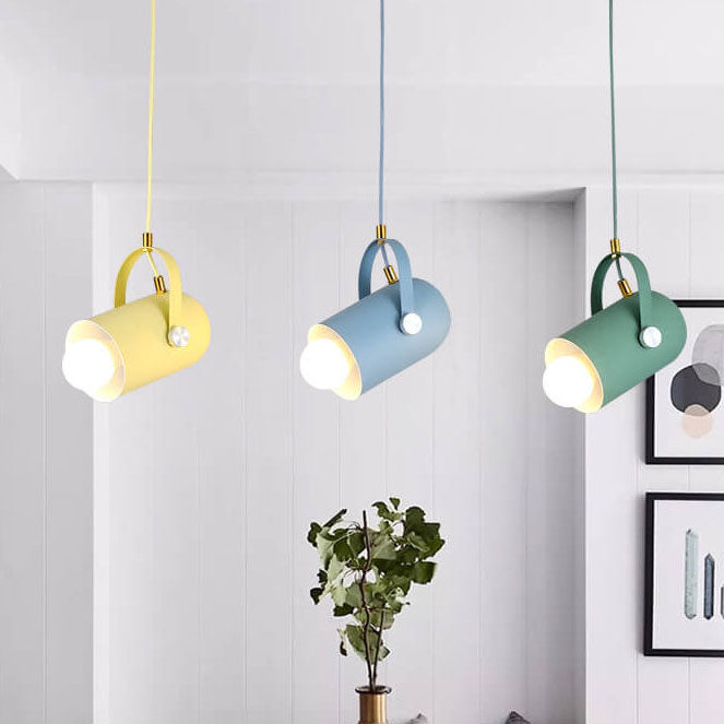 Gray metal cylinder macaron pendant lighting - creative — 220V-240V (UK/AU)