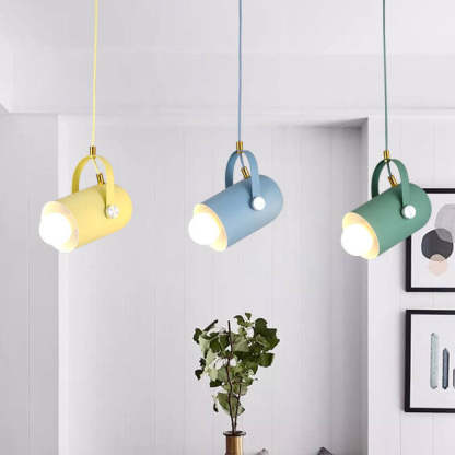 Macaron Metal Cylinder Spotlight Adjustable Pendant Light