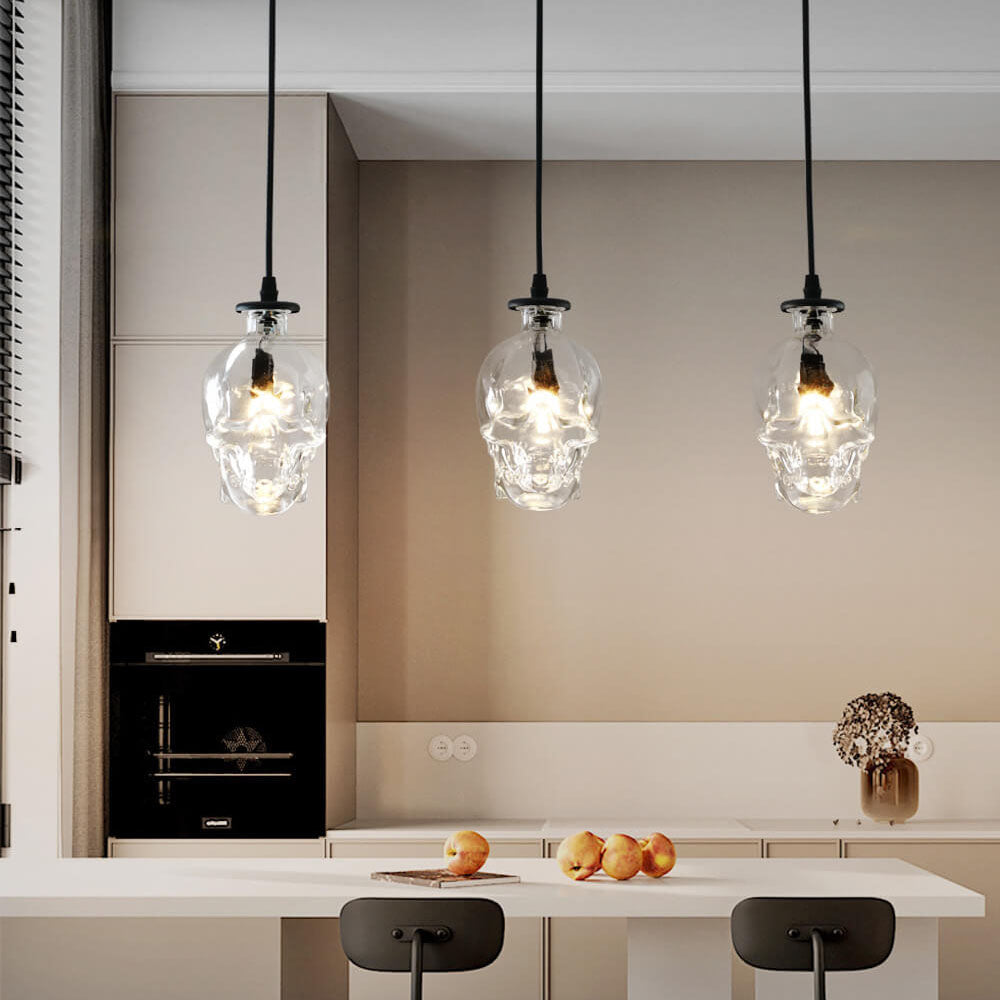 Black glass 3-light skull chandeliers - industrial — Round Cluster / 220V-240V (UK/AU)