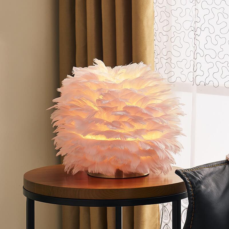 Modern Feather Ball Table Lamp