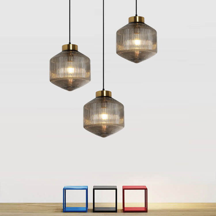 Nordic Textured Glass Drum LED Pendant Light