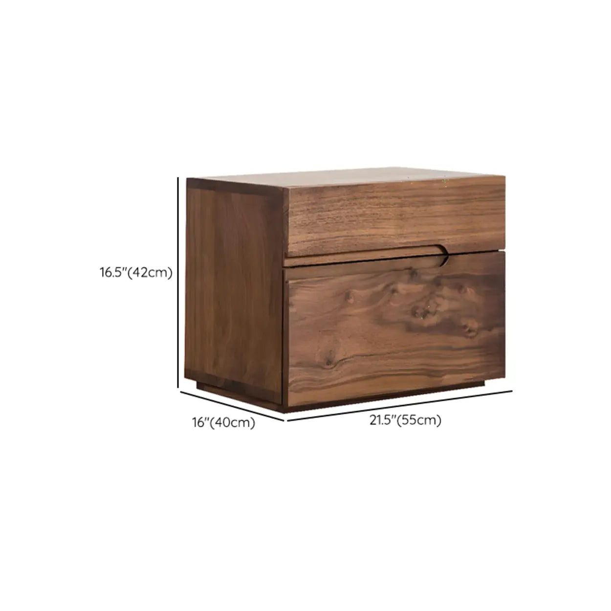 Traditional Walnut Wood Nightstand with Drawers