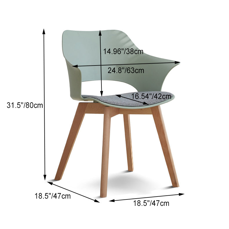 Nordic Trapezoidal Steel Wood Chair — Stainless Steel / Green